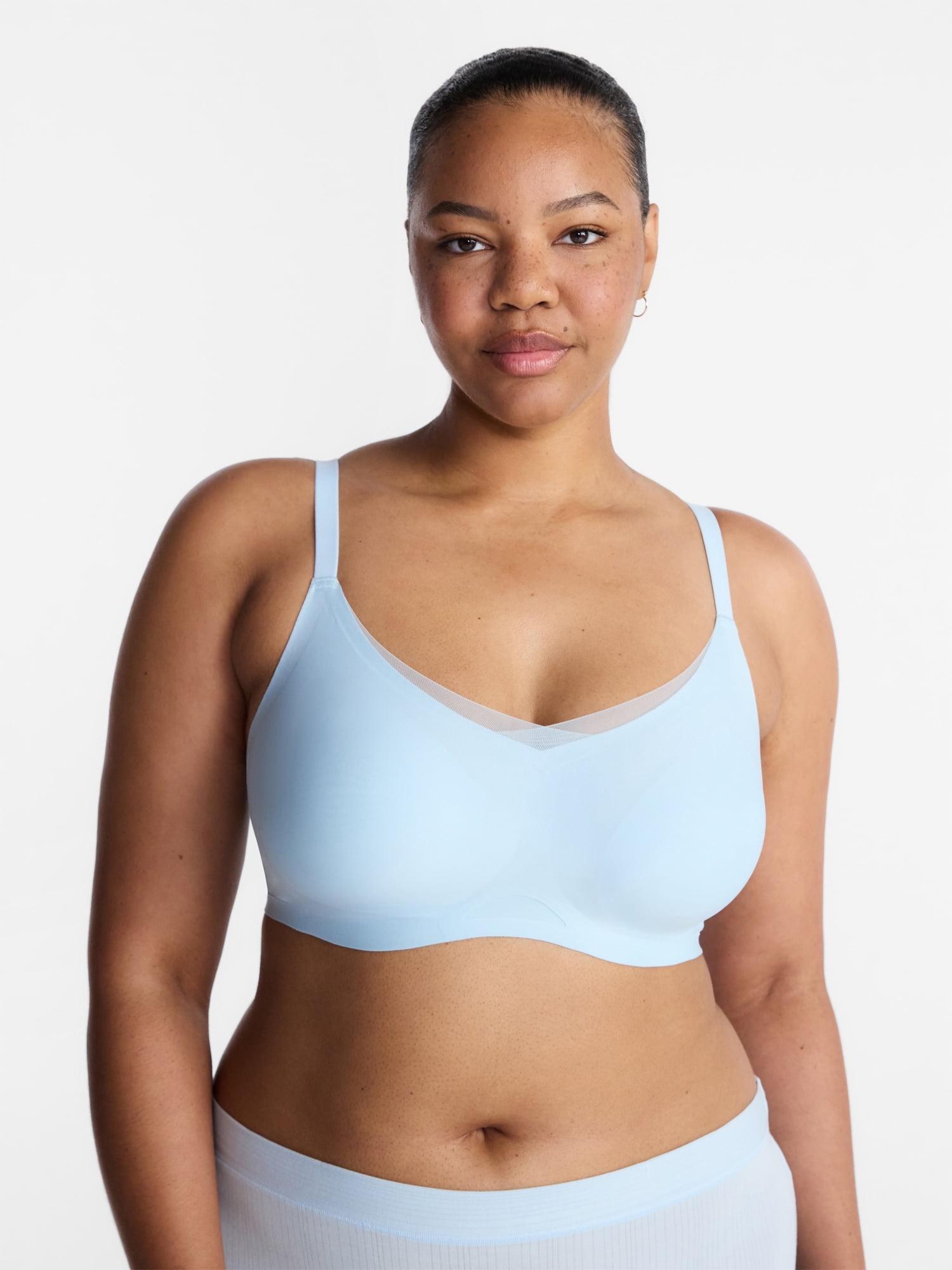 Joyspun Women’s Wireless Bonded Bra with Mesh Inserts, Sizes XS-XXXL