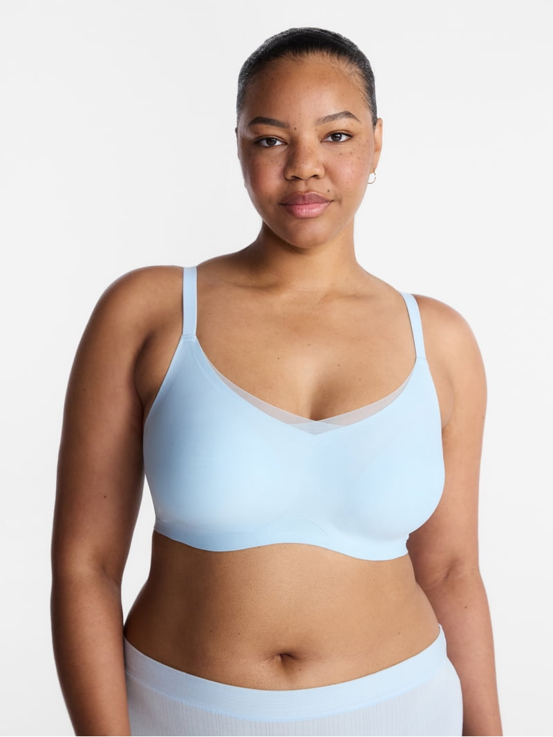 Joyspun Women's Wireless Bonded Bra with Mesh Inserts, Sizes XS