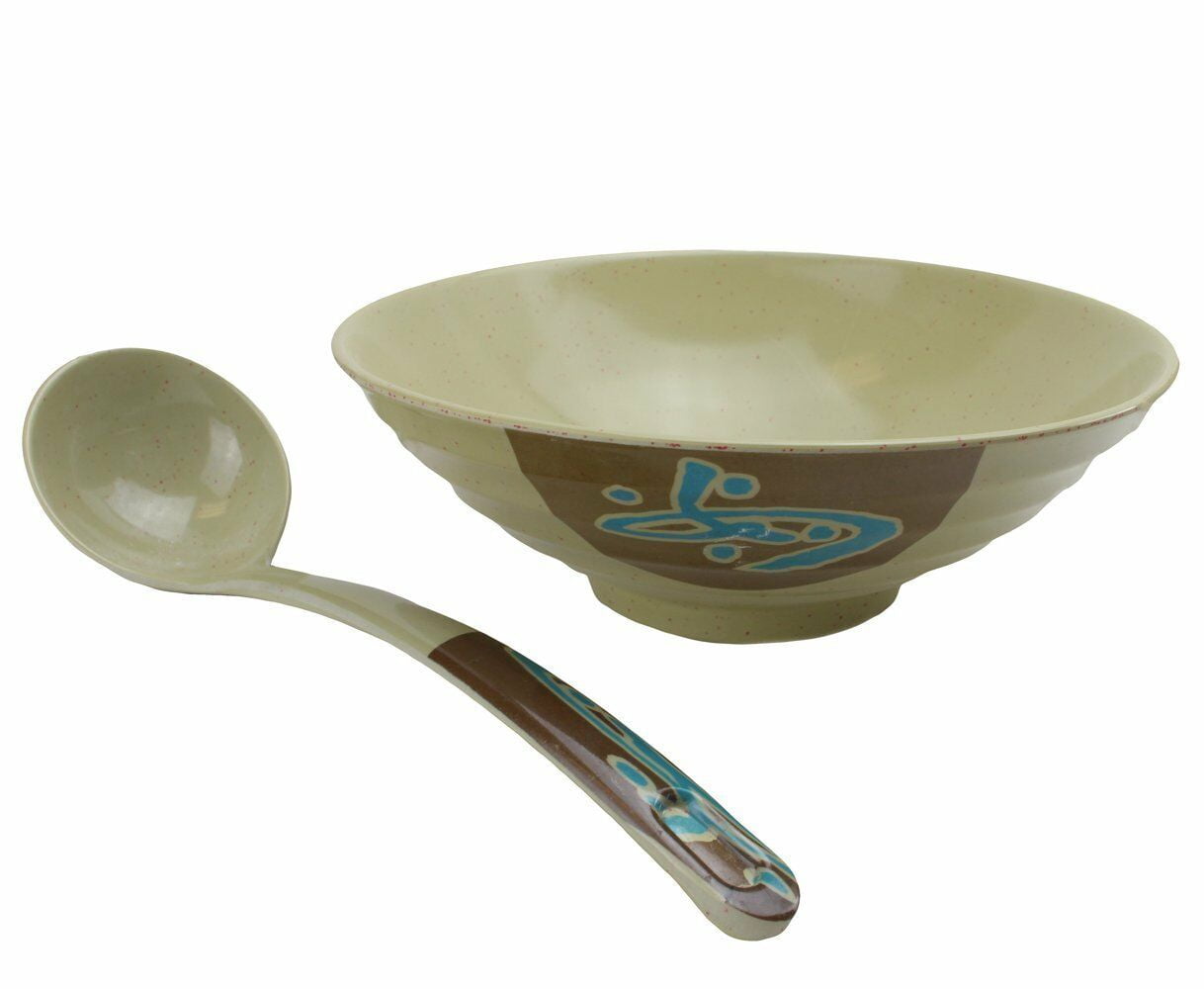Set of 10~ Quality Japanese Big Soup Ramen Bowls w ONE 10" long Spoon (10 B11899, 1 B11897)