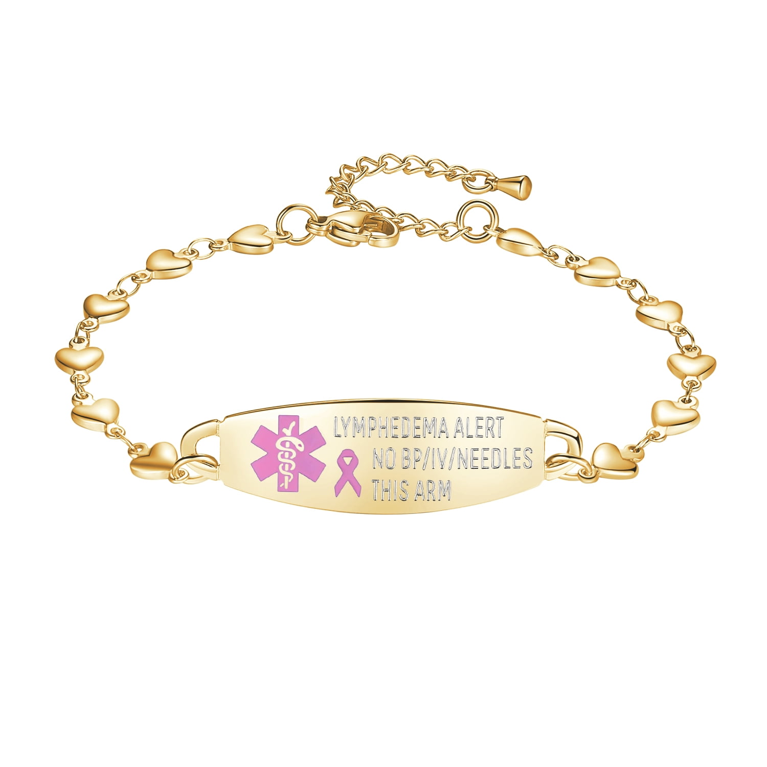 Linnalove Fashion Gold Heart Medical Alert Bracelets for Women