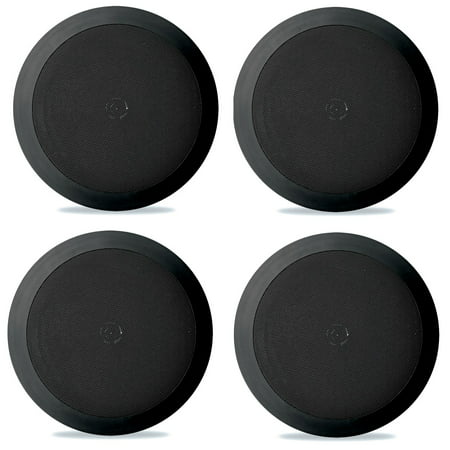 4) NEW Pyle PDIC81RDBK 250W 8 Inch Flush In-Wall In-Ceiling Black Speakers (Best 8 Inch Ceiling Speakers)