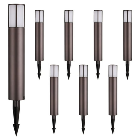 8 Pack 5CCT Low Voltage 5W LED Bollard Pathway Lights, Outdoor Landscape Lighting, 1800K/2700K/3000K/4000K/5000K Selectable, 12-24V AC/DC, Oil Rubbed Bronze