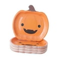 thumbnail image 2 of Platos de papel de calabaza,Juego de vajilla con platos de papel y calabaza de Halloween,Bandejas para servir vajilla Plato de cena Mueca,Platos de papel de Halloween lindos Platos, 2 of 9