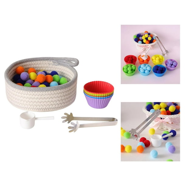 Juego Educativo Montessori Juguetes Cognición Clasificación Juguete para Cesta de hilo de algodón Hugo Clasificación de juguetes de bolas