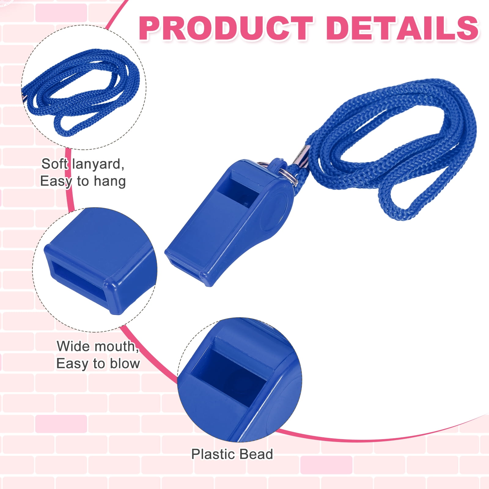 Uxcell Plastic Whistles with Lanyard, Training Sports Gather Whistles Loud Crisp Sound Colorful Bulk Whistle 36 Pcs & Blue -Fitting for (Coaches/Referee/Outsides/Team Events)