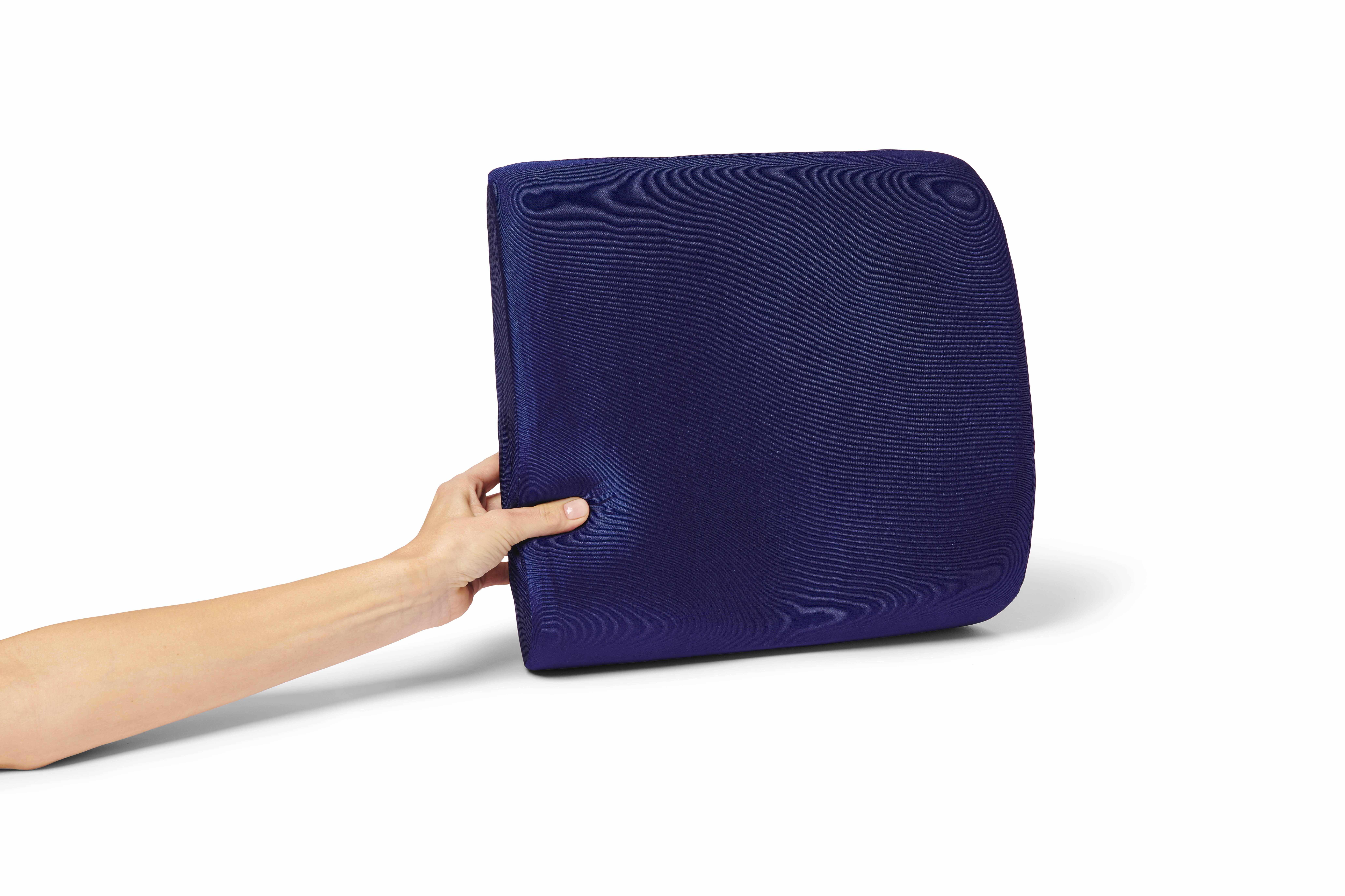 Medline Lumbar Soft Foam Cushion, With Elastic Chair Strap, Helps Maintain Good Posture & Natural Spine Curve, Machine Washable Cover, Blue, 13.5' x 13' x 4'