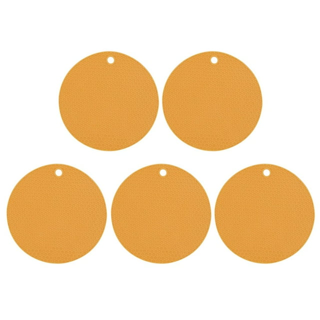 5Pcs Insulation Pad with Hanging Hole Honeycomb Design Anti-scalding TPR Dining Room Kitchen Table Tableware Placemat for Gifts