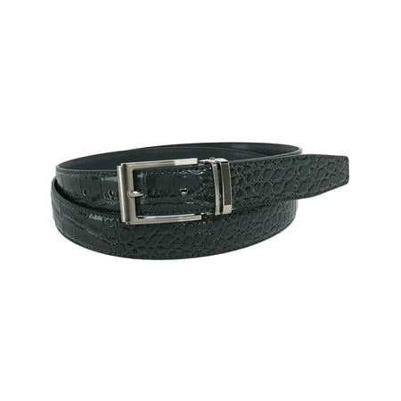 CTM®  Leather Croc Print Dress Belt with Clamp On Buckle (Men's Big &