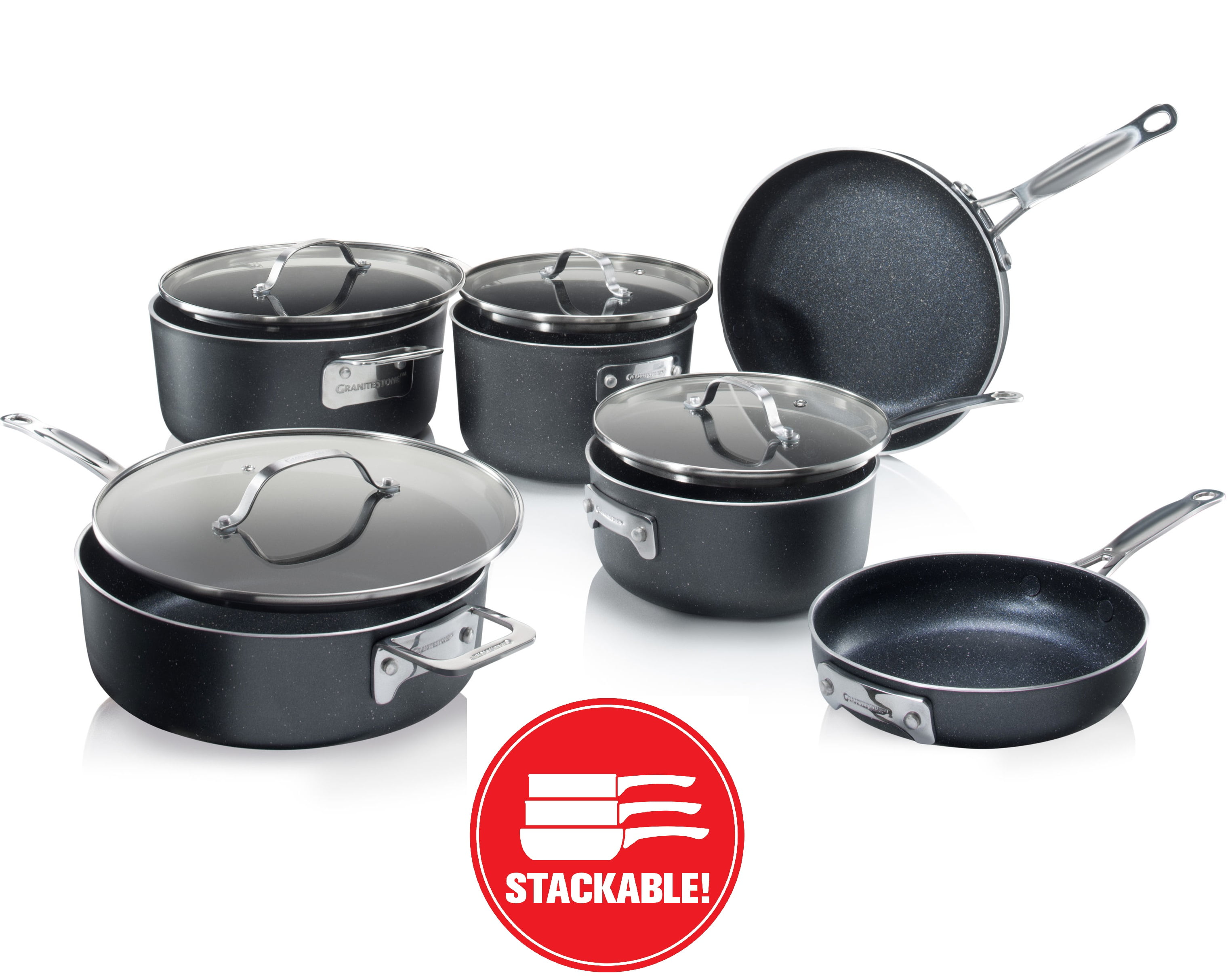 Granite Stone Diamond Stackmaster 10 Piece Set, Ultra NonStick, Oven