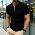 thumbnail image 2 of FRSASU Men's Zipper Polo Shirts Short Sleeve Textured Knit Polo Shirts Regular Fit Casual Stretchy Golf Shirts Black, 2 of 9