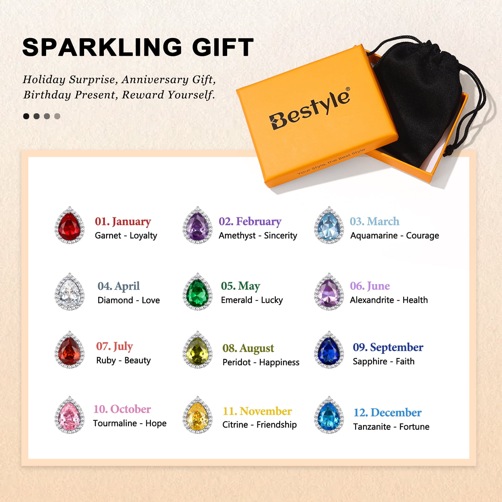 Bestyle Pear Birthstone Necklace for Women June Alexandrite Pure Sterling Silver Jewelry Birthday Graduation Gifts for Wife Daughter Mother