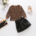 thumbnail image 4 of One opening Girl's Two Piece Set Toddler's Pullover Brown Leopard Sweater Hip Pocket Skirt Kids, 4 of 7