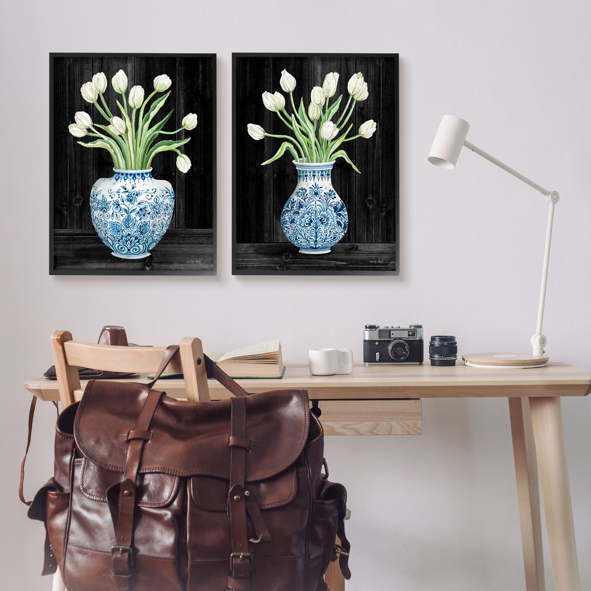 Stupell Industries White Tulips Chinese Ceramic Urn Patterned Porcelain,24 x 30, Design by Cindy Jacobs