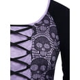 thumbnail image 3 of Rosegal Plus Size Halloween Skull Lace Panel Lace-up Tee Multi-color 1X, 3 of 4