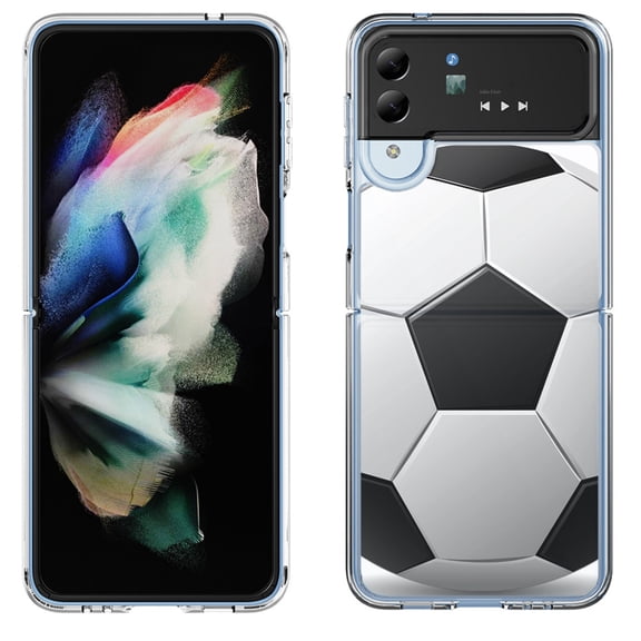 Shockproof Bumper Phone Case for Samsung Galaxy Z Flip 4 5G, by OneToughShield ® - Soccer