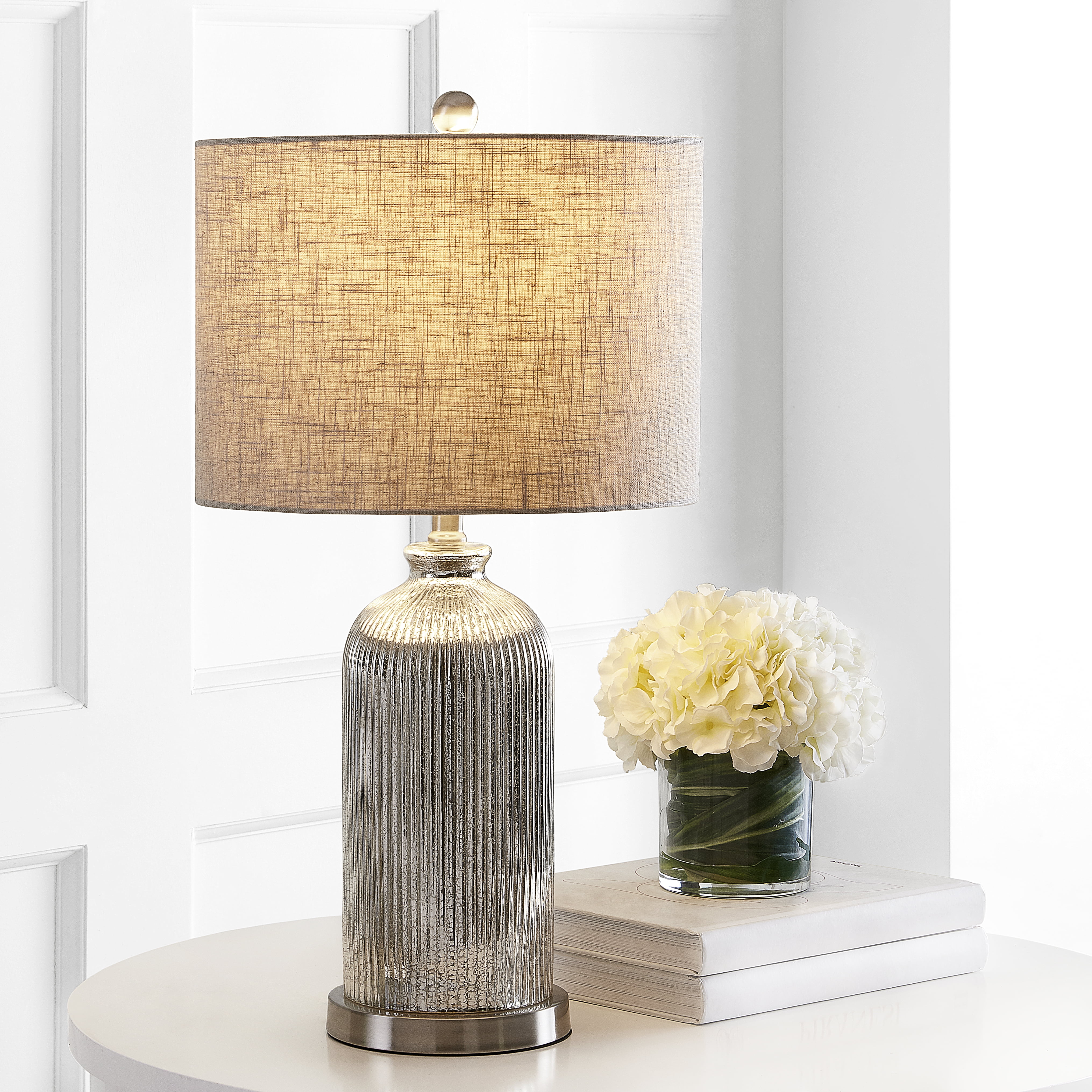 SAFAVIEH Ashson Rustic 26 in. H Table Lamp, Silver/Ivory