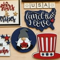 thumbnail image 3 of 7Pcs Independence Day Tiered Tray Decor,Gnome Red White Blue Wood Sign Ornaments for Memorial Day July 4 Decoration kits, 3 of 6