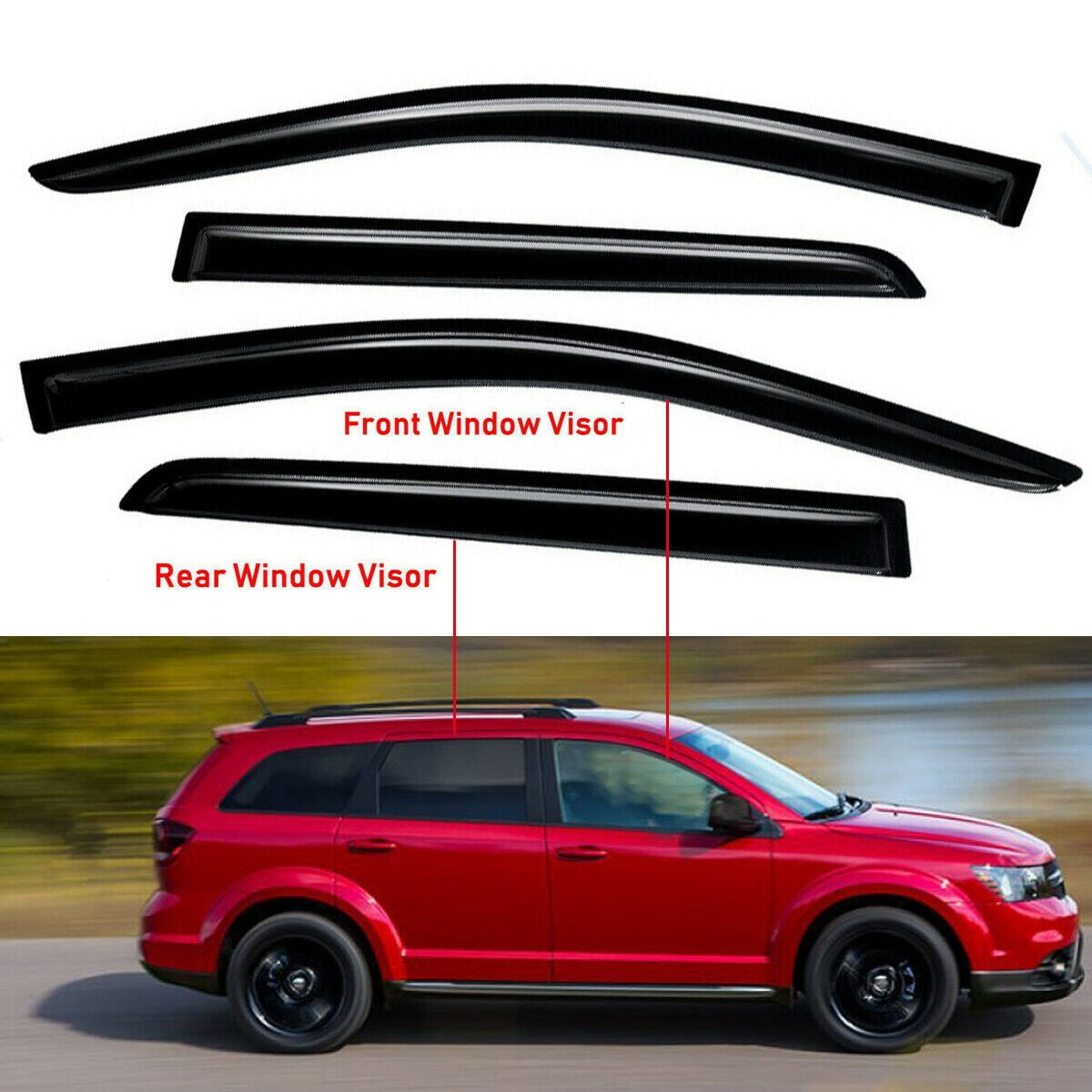 Side Window Vent Visor Sun Rain Deflector Guards for 2009 2017 Dodge