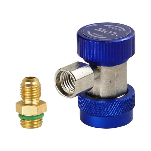 R134a Refrigerant Hose Adapter with Gauge - Automotive AC Recharge Coupler for Low Pressure Conversion