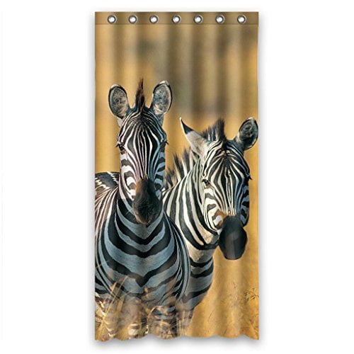 HelloDecor Zebra In Field Shower Curtain Polyester Fabric Bathroom Decorative Curtain Size 36x72