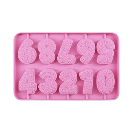 

ibaste Cake Mold 0-9 Number Birthday Lollipop Mould Heat Resistant Number Shape Silicone Biscuit Mold Chocolate Mould for Cake Decoration