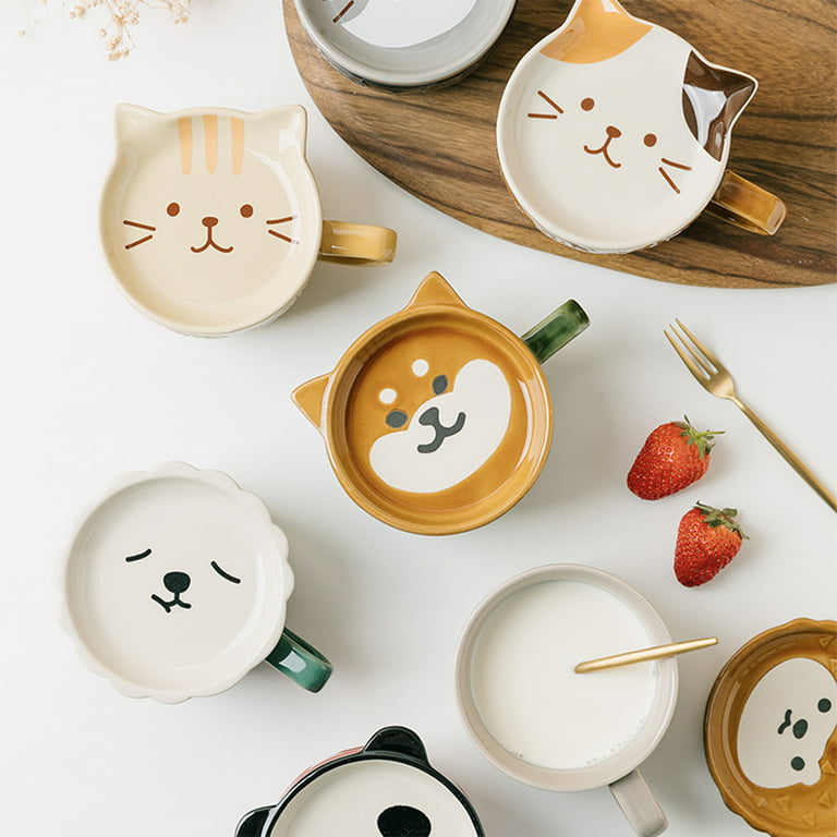 Cat Mug Cat Cup Kawaii Cup Ceramic Coffee Mug with Lid Tea Cup with Lid Cat  Mugs for Cat Lovers Unique Novelty Cup Aesthetic Cat Gifts for Cat Lovers  Asian Ceramic Tea