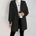 thumbnail image 4 of Women's Hooded Cardigan Jacket Long Loose Open Front Fleece Coat Fall Winter Cable Knit Causal Jacket, XL, 4 of 6