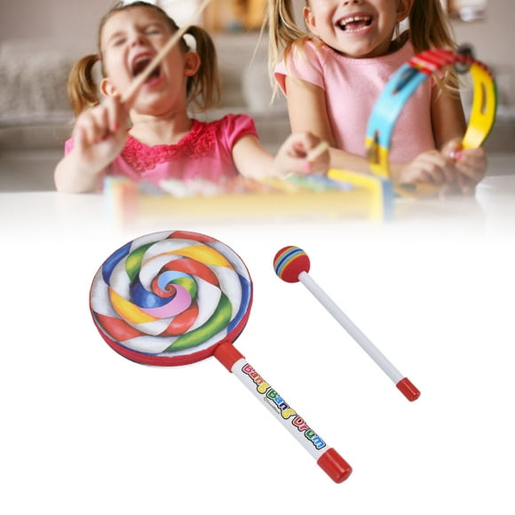 Kids Hand Drum, Wooden Frame Hand Drum Crisp Sweet Cute Appearance Cartoon Shape Light Weight for Home for Music Classroom for Kindergarten Little Panda,Lolly