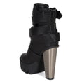 thumbnail image 3 of Bumper BI81 Women Leatherette Lug Sole Strappy Buckle Metal Chunky Heel Platform Bootie, 3 of 5