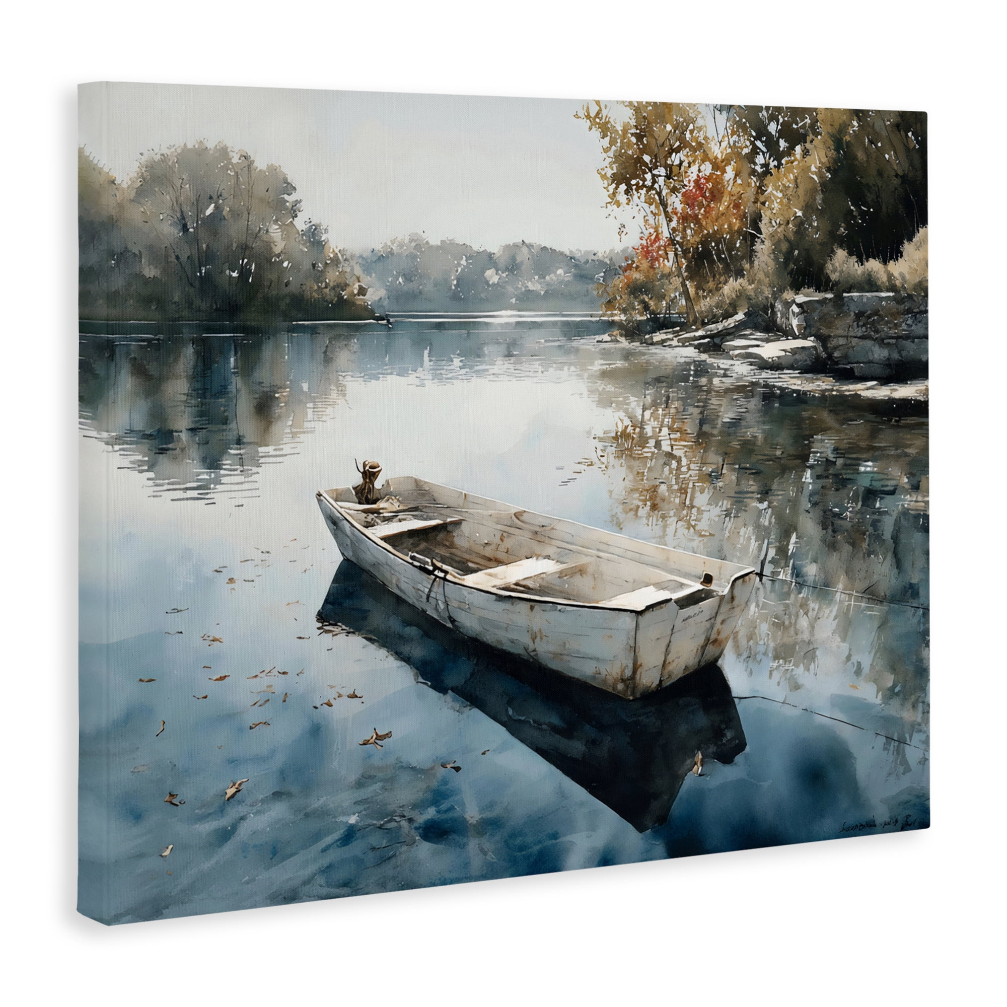 Stupell Industries Boat Ride Through Autumn Reflections Canvas Wall Art, design by Franklyn Gregory