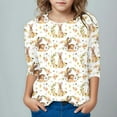 thumbnail image 2 of Lovzfmll Girls' Easter Print Top, Casual Three-Quarter Sleeve Tee, Holiday Graphic Crew Neck Play Shirt for Toddler 3-4 Years, 2 of 5