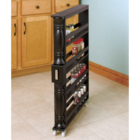Slim Vertical Spice Rack with Wheels in Black by LCI - Walmart.com