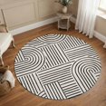 thumbnail image 6 of Washable Round Rugs 8ft Black Boho Circle Rug Non-Slip Soft Non-Shedding Low-Profile Abstract Geometric Curves Lines Modern Large Area Rug Carpet for Living Room Bedroom Dining Room Home Decor, 6 of 8