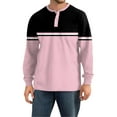 thumbnail image 7 of Hearthz Men's Henley Shirts Long Sleeve Fall 3-Button Color Block Mens Compression Shirt O Neck Baseball Shirts for Men, 7 of 7