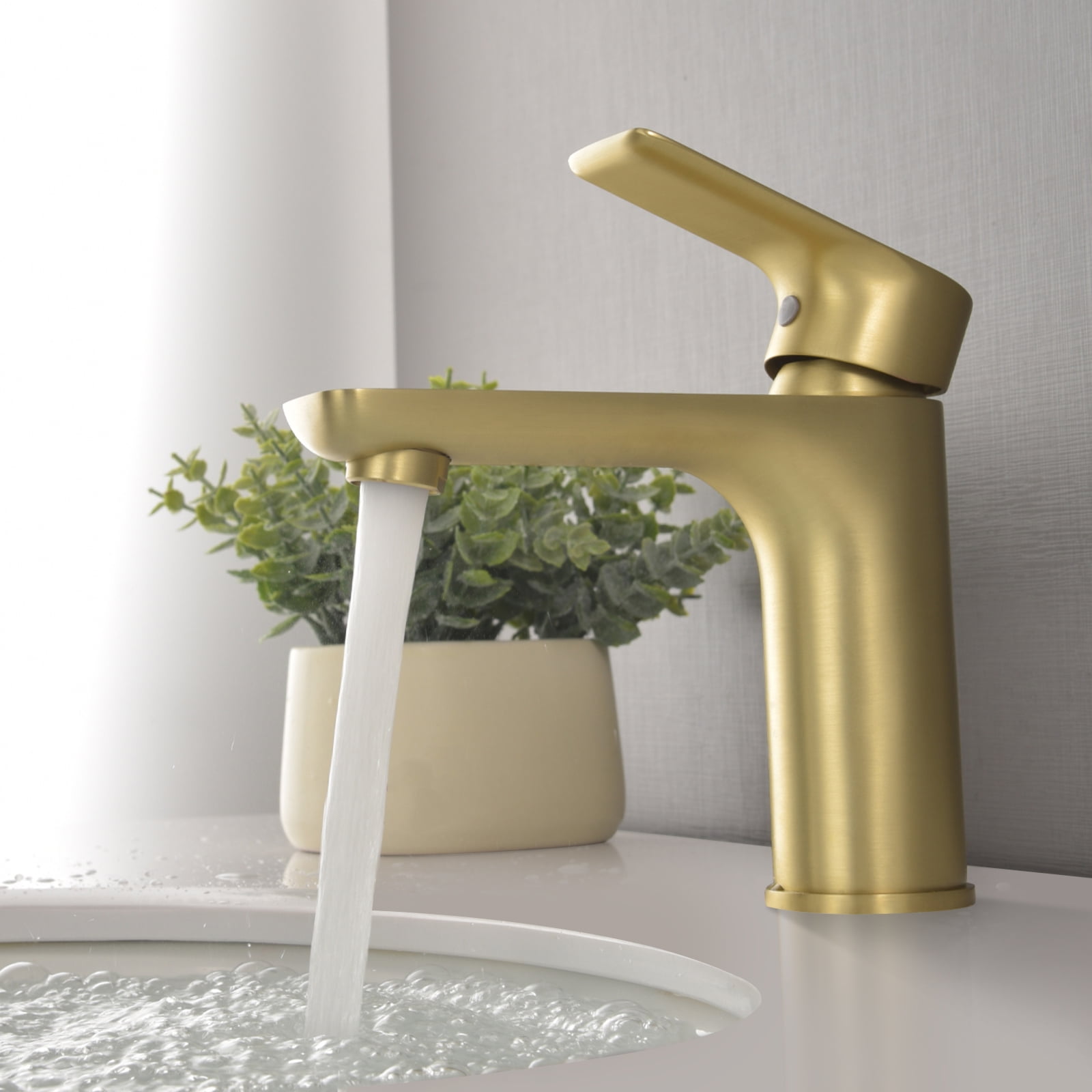 Cobbe Single Handle Vanity Sink Faucets Single-Hole Installation Bathroom Faucet Brushed Gold