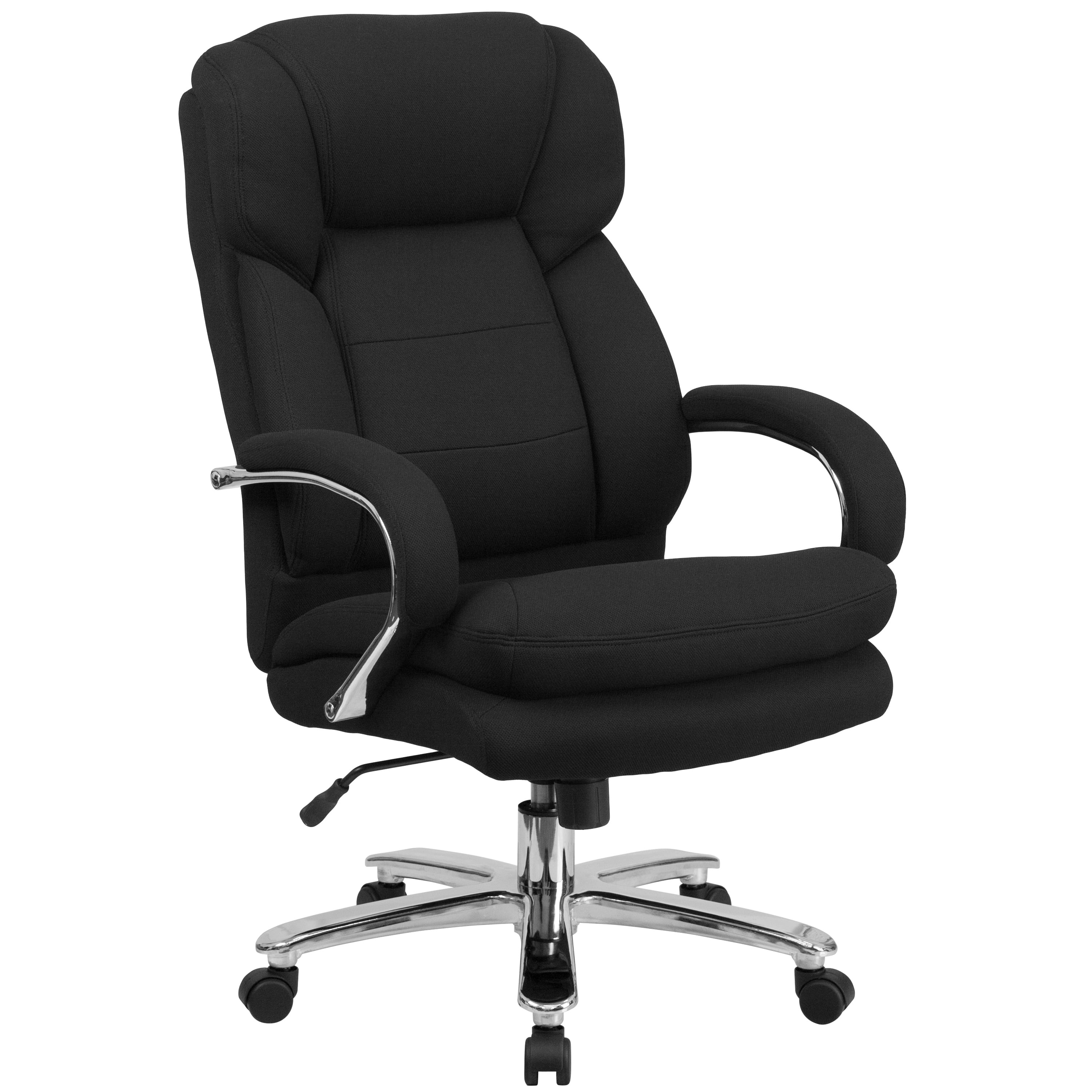 Emma + Oliver 24/7 500 lb. Big & Tall Black Fabric Ergonomic Office Chair with Loop Arms
