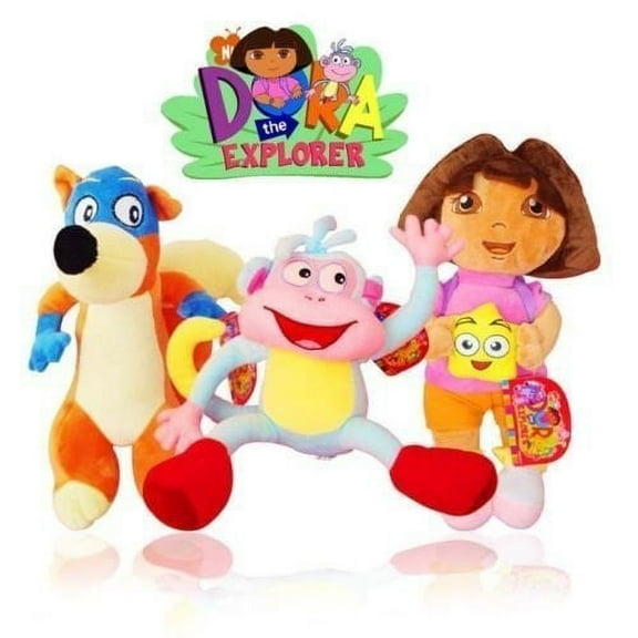 Toys 4 U 3PCS 30CM Dora the Explorer, Boots, Swiper Fox Plush Doll, Soft Toy for Kids