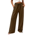 thumbnail image 2 of Guluxicc Sweat Pants for Women Loose Drawstring Elastic Waist Trousers Straight Leg Lounge Pants for Everyday Fall Winter, 2 of 8