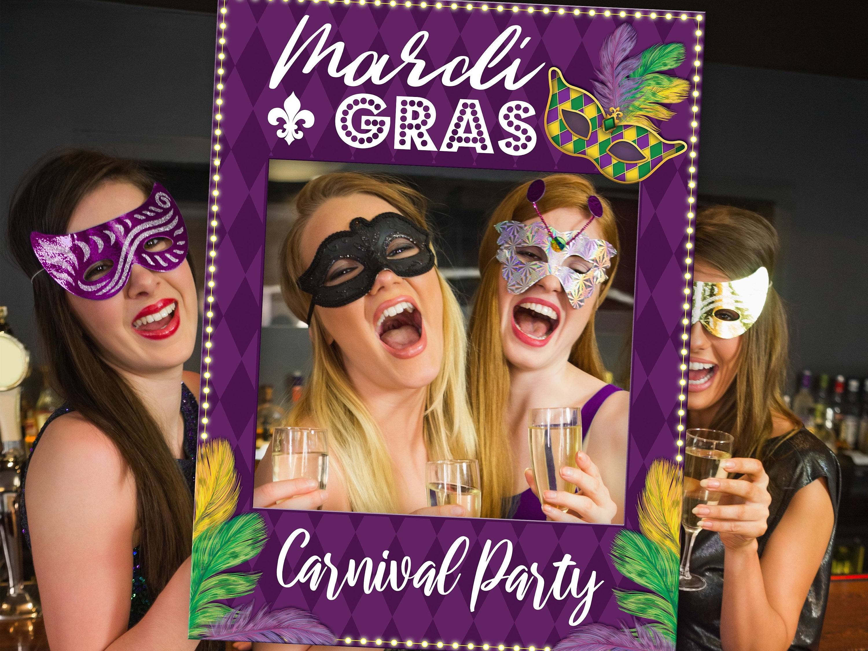 Mardi Gras Party Photobooth Frame Masquerade Party Decorations