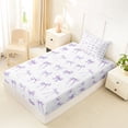 thumbnail image 4 of Erosebridal Purple Bowknots Twin Sheet Sets For Girls,Dreamy Princess Bows Bedding,Cartoon Stars Pattern 3 Pieces, 4 of 6