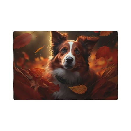 

Table Placemats Set of 4 - Cute Maple Leaf Puppy 12x18 In Faux Linen Double Heat Resistant Place Mats Cloth Indoor/Outdoor Placemats Washable Table Mats for Dining Kitchen Party