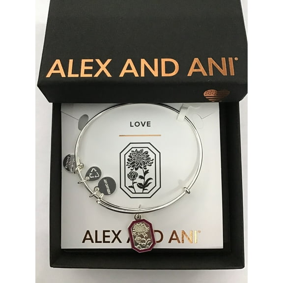 Alex and Ani Chrysanthemum Flower Bangle Bracelet Red One Size