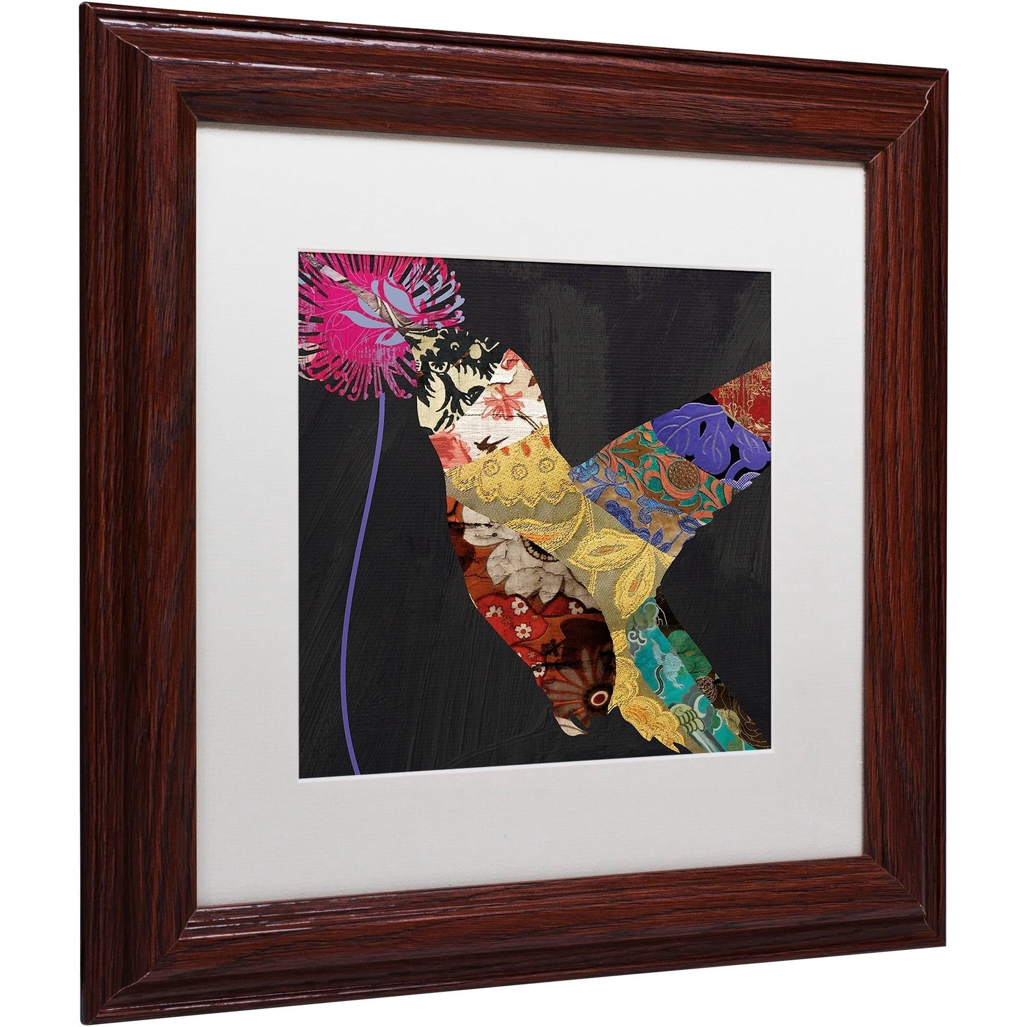 Trademark Fine Art "Hummingbird Brocade  II" Canvas Art by Color Bakery White Matte, Wood Frame