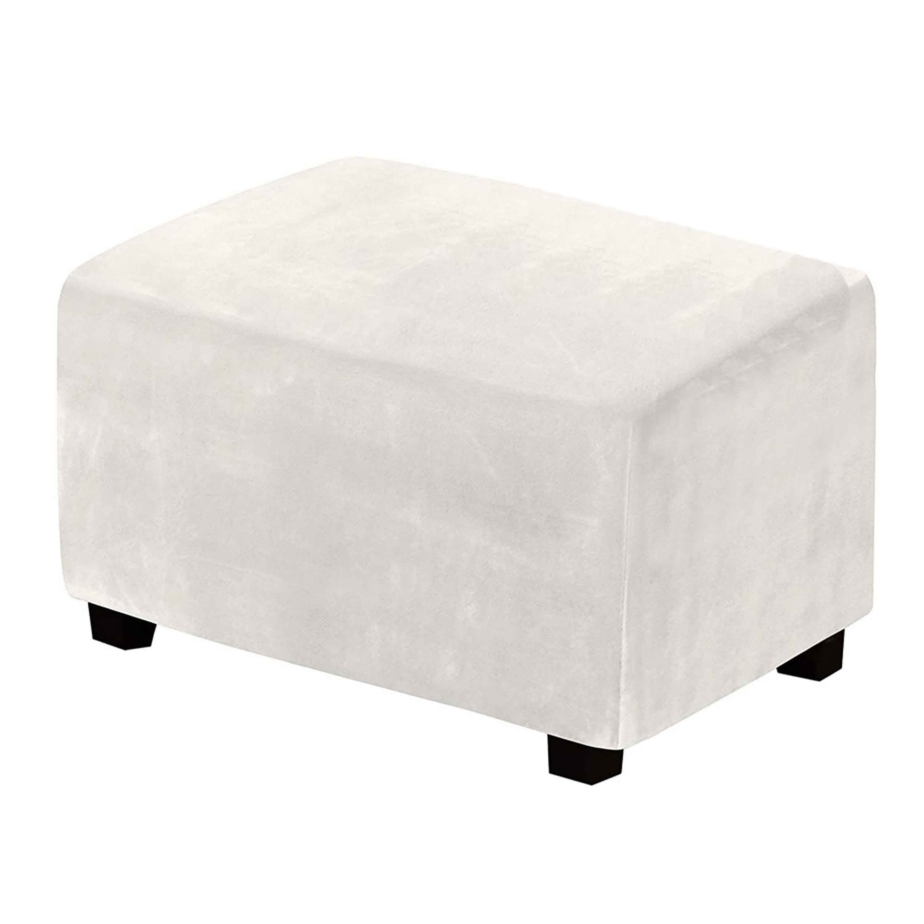 Velvet Ottoman Cover,Thick Ottoman Cover Rectangle,Stretch Ottoman