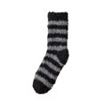 thumbnail image 2 of Womens Fuzzy Crew Socks Fluffy Striped Warm Cozy Winter Socks Soft Plush Thick Casual Lounge Socks (Black), 2 of 5