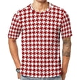 thumbnail image 2 of T Shirt For Men Houndstooth T-Shirt Couple Red And White Classic T-Shirts Summer Fashion Tee Shirt S, 2 of 7