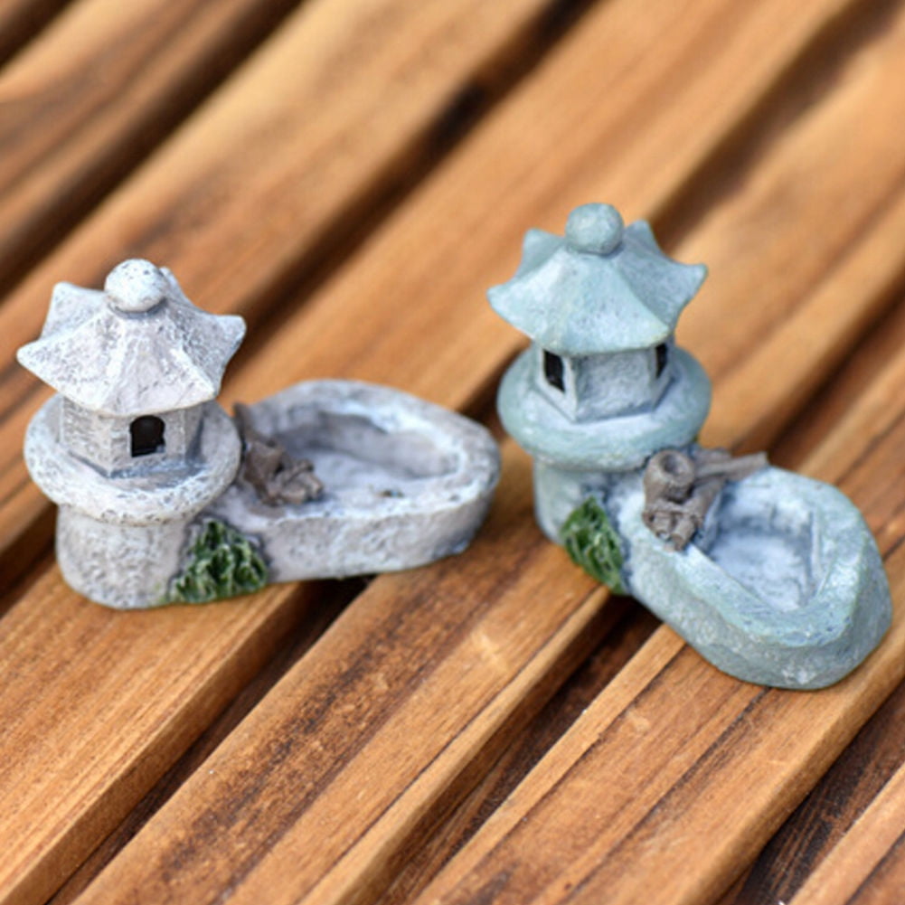Mini Retro Pond Tower Craft Fairy Garden Decor Figurines Toys Micro Landscap U 