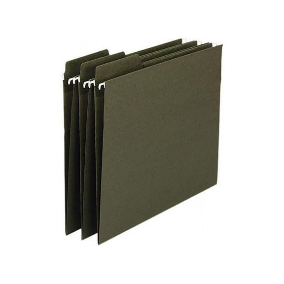 Smead 100% Recycled FasTabÂ® Hanging File Folder, 1/3-Cut Built-In Tab, Letter Size, Moss, 20 per Box (64037)