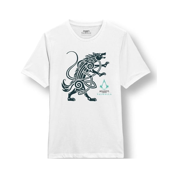 Assassin's Creed Valhalla - Camiseta Lobo para Adultos Unisex (Blanco)