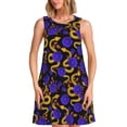 thumbnail image 1 of Easygdp Golden Snake And Purple Rose para Vestido Transpirable de Mujer, Vestido Suelto de Manga Corta con Pliegues y Bolsillos para el Verano, 1 of 7